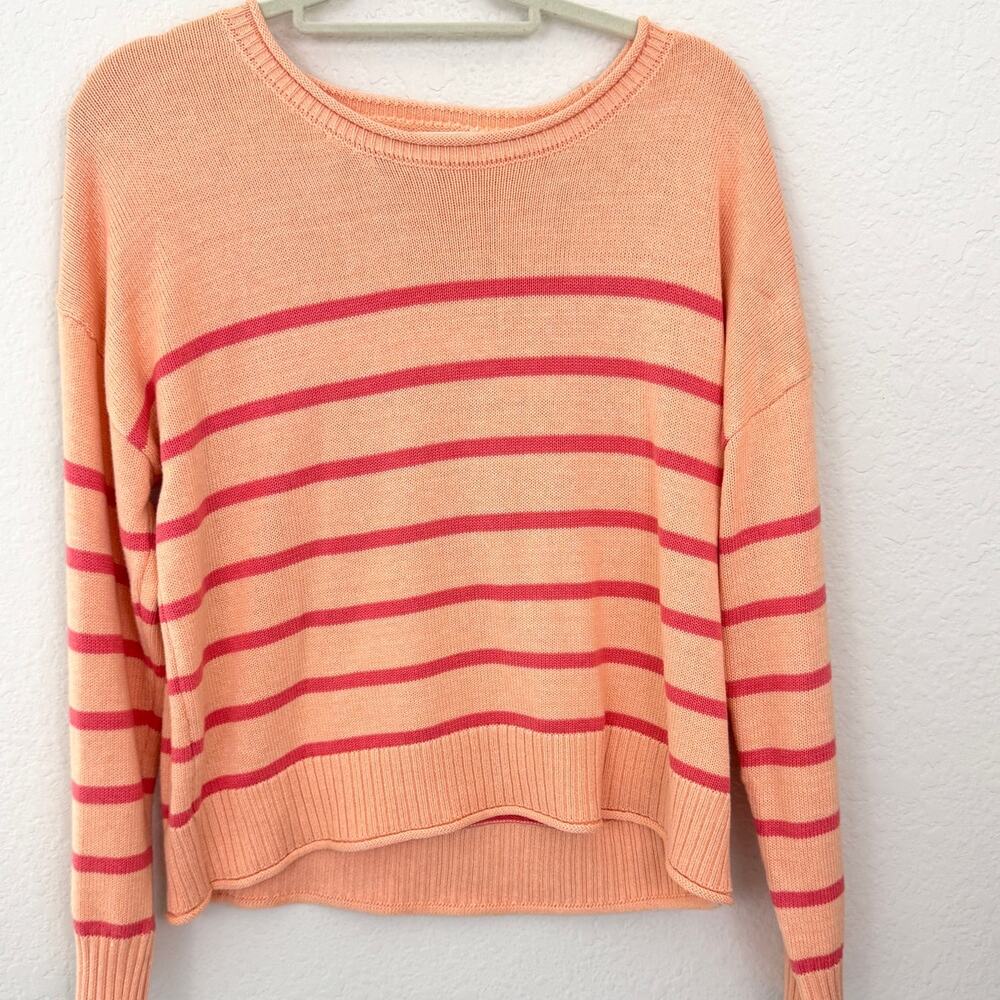 Cupcakes & Cashmere Womens Pullover Sweater Size L Stripe Fall Comfy Orange